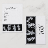 Carte De Visite MONOGRAMME DE MODE ANTIQUE Black White Pearl (Devant / Derrière)