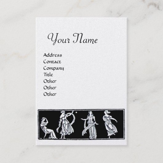 Carte De Visite MONOGRAMME DE MODE ANTIQUE Black White Pearl (Devant)