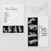 Carte De Visite MONOGRAMME DE MODE ANTIQUE Noir Blanc (Devant / Derrière)