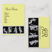 Carte De Visite MONOGRAMME DE MODE ANTIQUE, or métallique, jaune (Devant / Derrière)