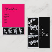 Carte De Visite MONOGRAMME DE MODE ANTIQUE, rose (Devant / Derrière)