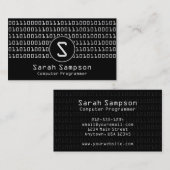 Carte De Visite Monogramme de Motif de code binaire unique Cool (Devant / Derrière)