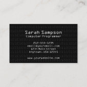 Carte De Visite Monogramme de Motif de code binaire unique Cool (Dos)