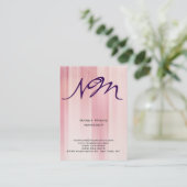 Carte De Visite Monogramme de motif rose unique moderne profession (Debout devant)