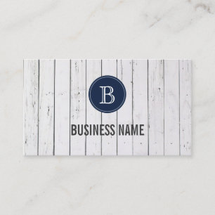 Carte de visite Monogramme de mur en bois peint bl