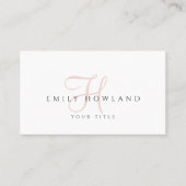Carte De Visite Monogramme de nom en écriture rose blush minimalis (Devant)