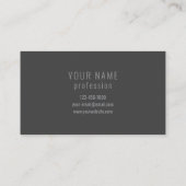 Carte De Visite Monogramme de nom (ou autre texte) gris foncé mode (Dos)