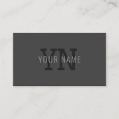 Carte De Visite Monogramme de nom (ou autre texte) gris foncé mode (Devant)