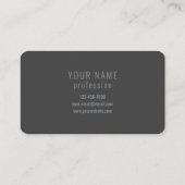 Carte De Visite Monogramme de nom (ou autre texte) gris foncé mode (Dos)