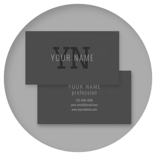 Carte De Visite Monogramme de nom (ou autre texte) gris foncé mode