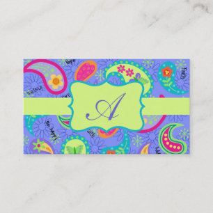 Carte De Visite Monogramme de Paisley Moderne de Lavande
