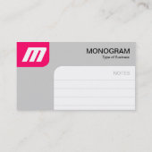 Carte De Visite Monogramme de panneaux - rouge et gris au néon (Dos)