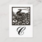 CARTE DE VISITE MONOGRAMME DE PAON NOIR BLANC ÉLÉGANT (Dos)