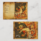 Carte De Visite Monogramme de parchemin de bataille et de dragon d (Devant / Derrière)