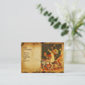 Carte De Visite Monogramme de parchemin de bataille et de dragon d (Debout devant)