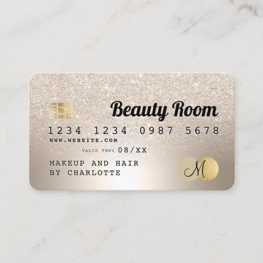 Carte De Visite Monogramme de parties scintillant de beauté métall (Devant)