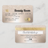 Carte De Visite Monogramme de parties scintillant de beauté métall (Devant / Derrière)