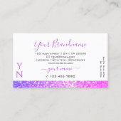 Carte De Visite Monogramme de Parties scintillant d'étincelle rose (Dos)