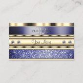 Carte De Visite Monogramme de Parties scintillant étincelante bleu (Devant)