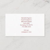 Carte De Visite Monogramme de Parties scintillant or rose tendance (Dos)