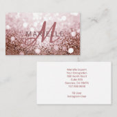 Carte De Visite Monogramme de Parties scintillant or rose tendance (Devant / Derrière)