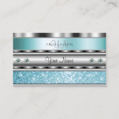 Carte De Visite Monogramme de Parties scintillant Turquoise brilla (Devant)