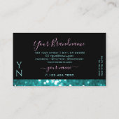 Carte De Visite Monogramme de Parties scintillant Turquoise brilla (Dos)