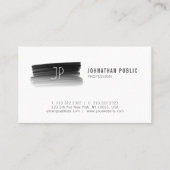 Carte De Visite Monogramme de pinceau noir professionnel moderne (Devant)