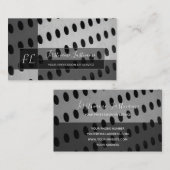 Carte De Visite monogramme de plaque métallique perforée abstraite (Devant / Derrière)