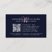 Carte De Visite Monogramme de plume d'aquarelle publique Notaire (Dos)