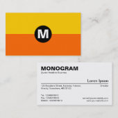 Carte De Visite Monogramme de point central - 2 tons orange et amb (Devant / Derrière)