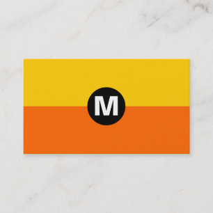 Carte De Visite Monogramme de point central - 2 tons orange et amb