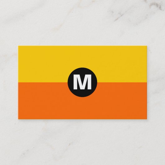 Carte De Visite Monogramme de point central - 2 tons orange et amb (Devant)