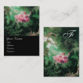 Carte De Visite MONOGRAMME DE PONTE, Rose Vert Fuchsia Noir (Devant / Derrière)