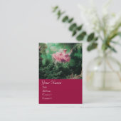 Carte De Visite MONOGRAMME DE PONTE, Rose Vert Fuchsia Rouge (Debout devant)