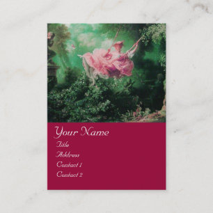 Carte De Visite MONOGRAMME DE PONTE, Rose Vert Fuchsia Rouge