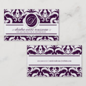 Carte De Visite Monogramme de pourpre de rose de damassé de 311 (Devant / Derrière)