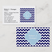 Carte De Visite Monogramme de Quatrefoil bleu clair de la Marine (Devant / Derrière)