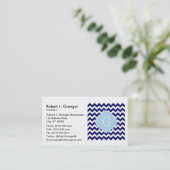 Carte De Visite Monogramme de Quatrefoil bleu clair de la Marine (Debout devant)