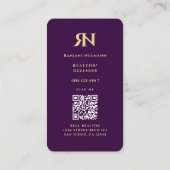 Carte De Visite Monogramme de réaltor moderne R N pourpre foncé (Dos)
