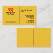 Carte De Visite Monogramme de règle moyenne - orange (FFCC33) (Devant / Derrière)