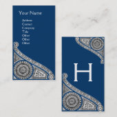 Carte De Visite MONOGRAMME DE RENAISSANCE 1 bleu (Devant / Derrière)