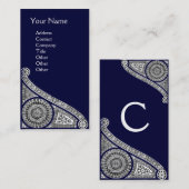 Carte De Visite MONOGRAMME DE RENAISSANCE 1 bleu (Devant / Derrière)