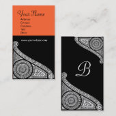 Carte De Visite MONOGRAMME DE RENAISSANCE 3 orange jaune (Devant / Derrière)