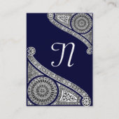 Carte De Visite MONOGRAMME DE RENAISSANCE 4 bleu foncé (Dos)