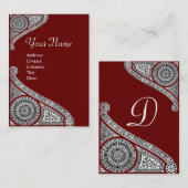 Carte De Visite MONOGRAMME DE RENAISSANCE 4 brun rouge (Devant / Derrière)