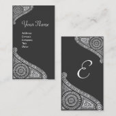 Carte De Visite MONOGRAMME DE RENAISSANCE 4 gris foncé (Devant / Derrière)