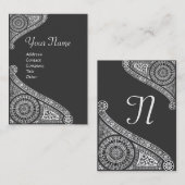 Carte De Visite MONOGRAMME DE RENAISSANCE 4 gris foncé (Devant / Derrière)