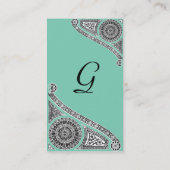 Carte De Visite MONOGRAMME DE RENAISSANCE 4 Lucite Vert Blanc Turq (Dos)