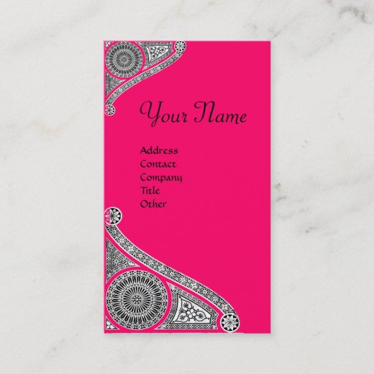 Carte De Visite MONOGRAMME DE RENAISSANCE 4 rose (Devant)